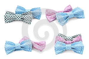 Set with bow ties of different colors isolated on white