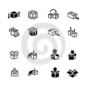 Set of box and arrow icons