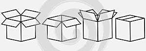 Set of Box line icons. Package, delivery boxes, cargo box. Vector illustration