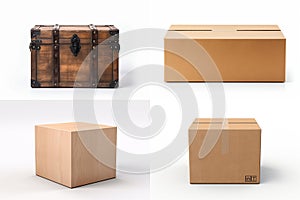 set of boxes isolated on white background
