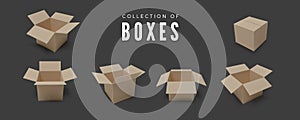 Set of boxes. Realistic color collection of package. Vector