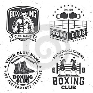 Set of Boxing club badge, logo design. Vector illustration. For Boxing sport club emblem, sign, patch, shirt, template