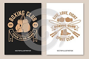 Set of Boxing club badge, logo design. Vector illustration. For Boxing sport club emblem, sign, patch, shirt, template