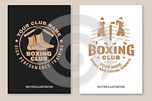 Set of Boxing club badge, logo design. Vector illustration. For Boxing sport club emblem, sign, patch, shirt, template