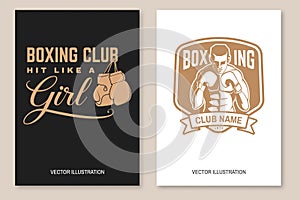 Set of Boxing club badge, logo design. Vector illustration. For Boxing sport club emblem, sign, patch, shirt, template