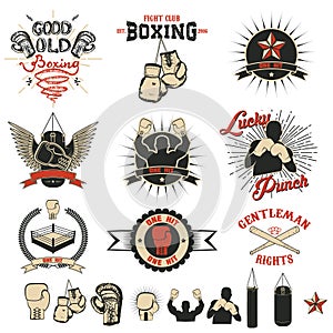 Set of the boxing club labels, emblems and design elements2