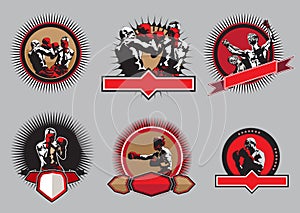 Set of boxing icons or emblems