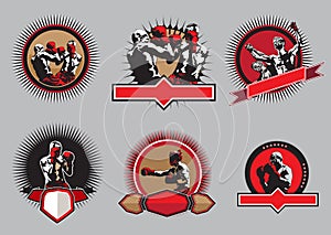 Set of boxing icons or emblems photo