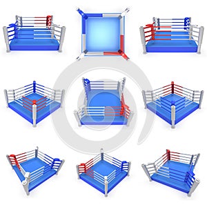 Set of boxing ring. High resolution 3d render.