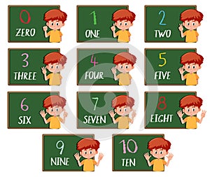 Set of boy counting number photo