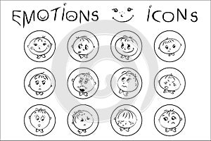Set boy faces, emotions icons,