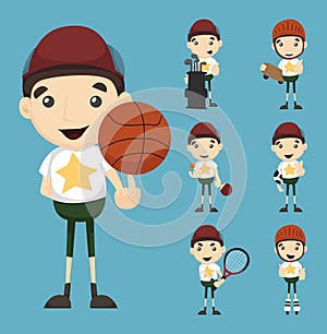 Set of boy and sport