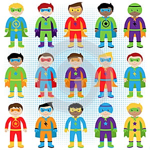 Set of Boy Superheroes in Vector Format