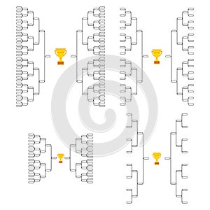 Set of Bracket sport tournament, blank elimination event sign, playoff match vector illustration