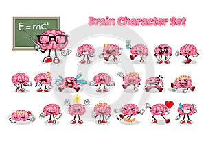 Set of Brain Cartoon Character photo