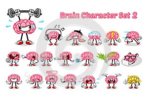 Set of Brain Cartoon Character 2 photo