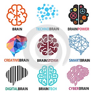 Set of brain icons, Vector illustrations
