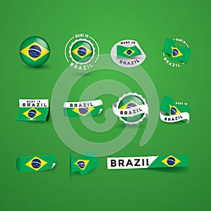 set of brazil flag labels stickers and banners. Vector illustration decorative design