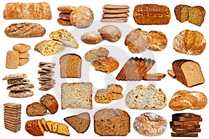 Set of bread isolated