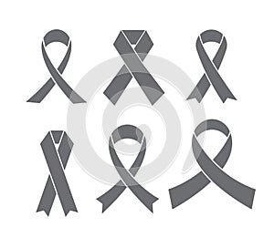 Set of breast cancer awareness ribbon
