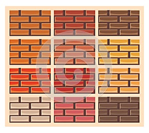 Set of brick wall textures in different colors