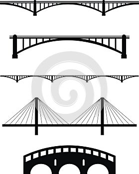 Set of bridge silhouettes