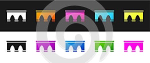 Set Bridge for train icon isolated on black and white background. Vector