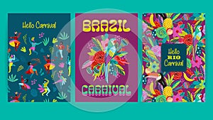 Set of bright abstract templates. Brazil carnival. Vector design for carnival concept and other