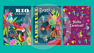 Set of bright abstract templates. Brazil carnival. Vector design for carnival concept and other