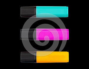 Set of bright alcohol markers text separator, closeup, isolated.