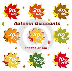 Set Bright banner for autumn sale. Discount Offer Price Label.