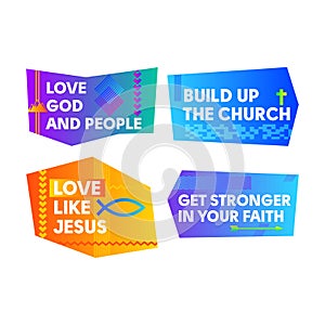 A set of bright colored Christian banners for the church, ministry, conference, camp, etc