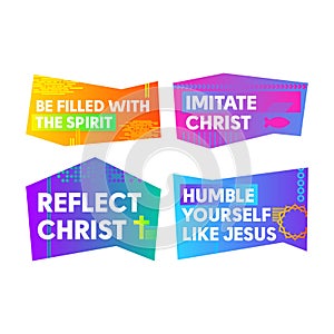 A set of bright colored Christian banners for the church, ministry, conference, camp, etc