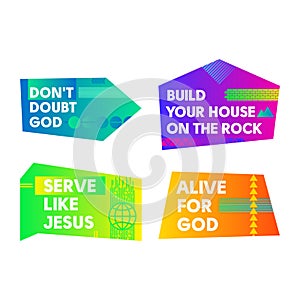 A set of bright colored Christian banners for the church, ministry, conference, camp, etc