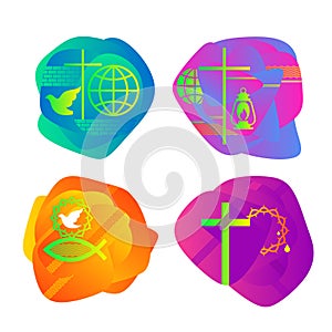 A set of bright colored Christian logos for the church, ministry, conference, camp, etc