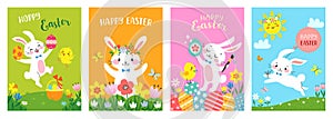 Set of bright colorful templates for Easter childish design