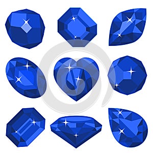 Set of bright fantasy blue gems, jewelry games set
