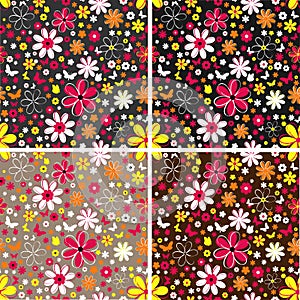 Set of bright floral patterns