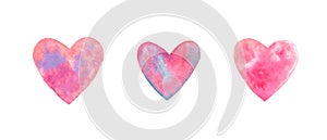 set of bright hearts pink red