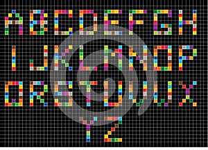 Set of bright mosaic letters