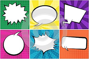 Set of bright retro comic speech bubbles