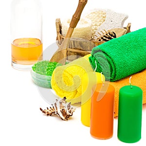 Set of bright spa accessories