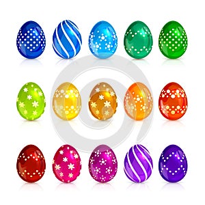 Set of brightly colored Easter eggs photo