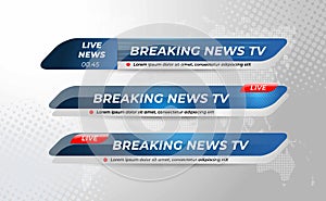 Set Of Broadcast News Lower Thirds Banner Template with Simple Concept  for Television, Media Channel, Video. Vector Illustration