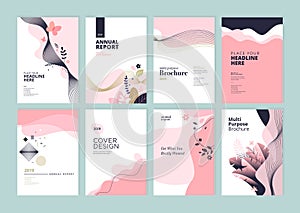 Set of brochure, annual report and cover design templates for beauty