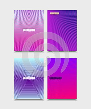 Set of Brochure Covers design. Halftone gradients with line. Future geometric template for brochure, poster, flyer. Vector.