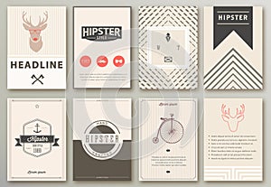 Set of brochures in hipster style.