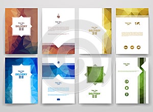 Set of brochures in poligonal style on delivery