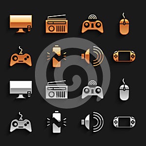 Set Broken battery, Computer mouse, Portable video game console, Speaker volume, Gamepad, Wireless gamepad, Smart Tv and