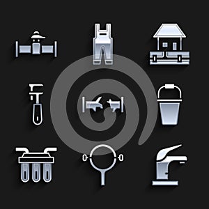 Set Broken pipe, Filter wrench, Water tap, Bucket, filter, Pipe adjustable, supply pipes and Industry and valve icon